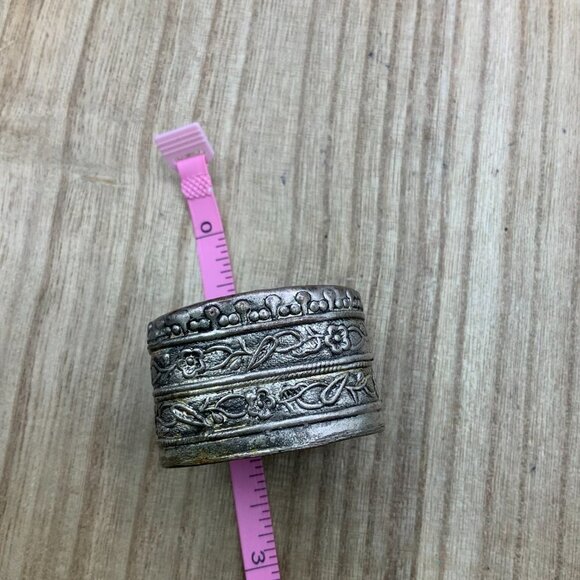 Trinket Box Vintage Silver Plated Porcelain Floral Bird - Picture 5 of 8